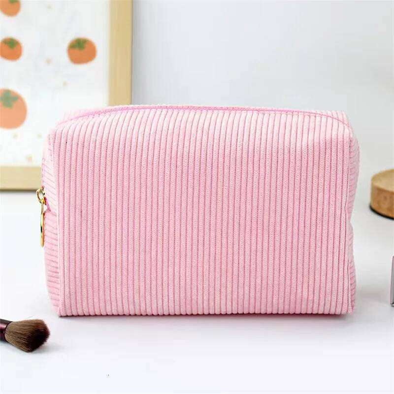 Fashion Cosmetic Corduroy Velvet Pouches Bags Organizer Makeup Lady Portable Travel Toiletry Bag Y260206