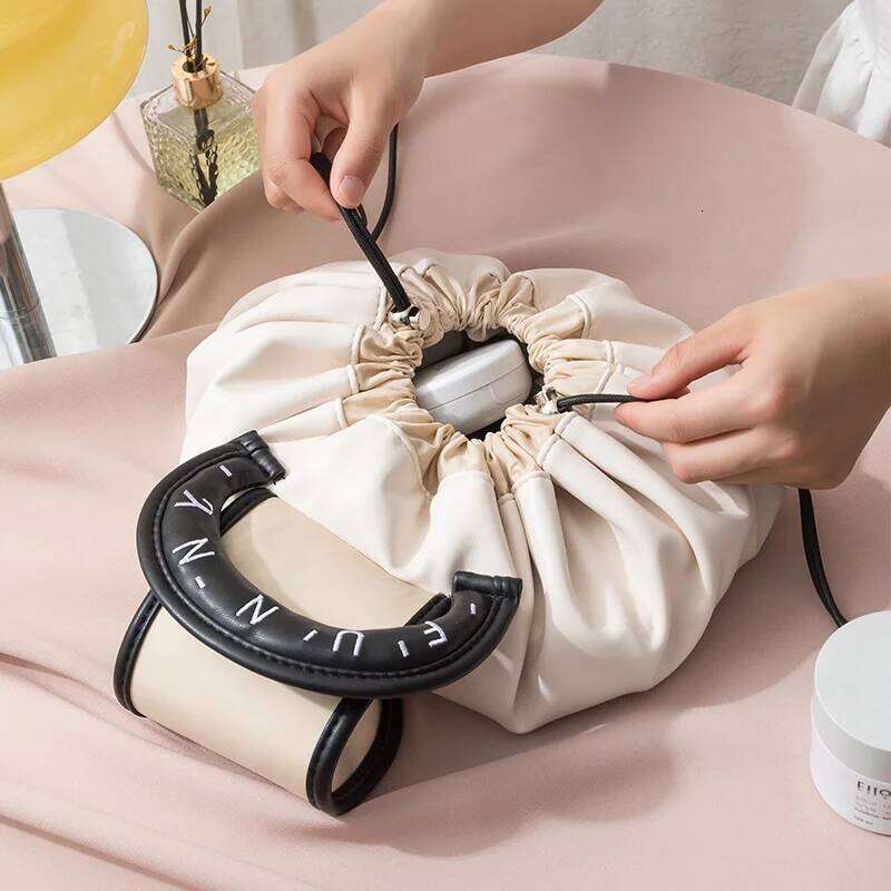 Large Capacity Cosmetic Bag Travel Toiletry Organizer Drawstring Portable Makeup Pouch Lazy Essentials Storage Handy Carry Y260206