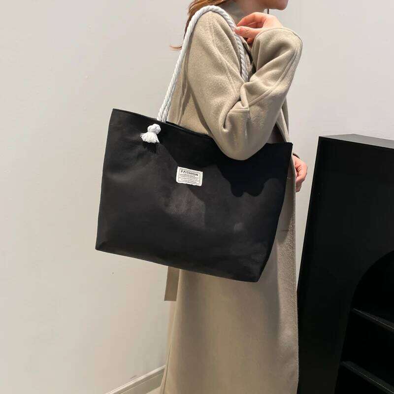 Suede Shoulder Eco Shopping Student Bookbag Casual Handbag Travel Cosmetics Key Mobile Phone Tablet Computer Tote Bag Y260205