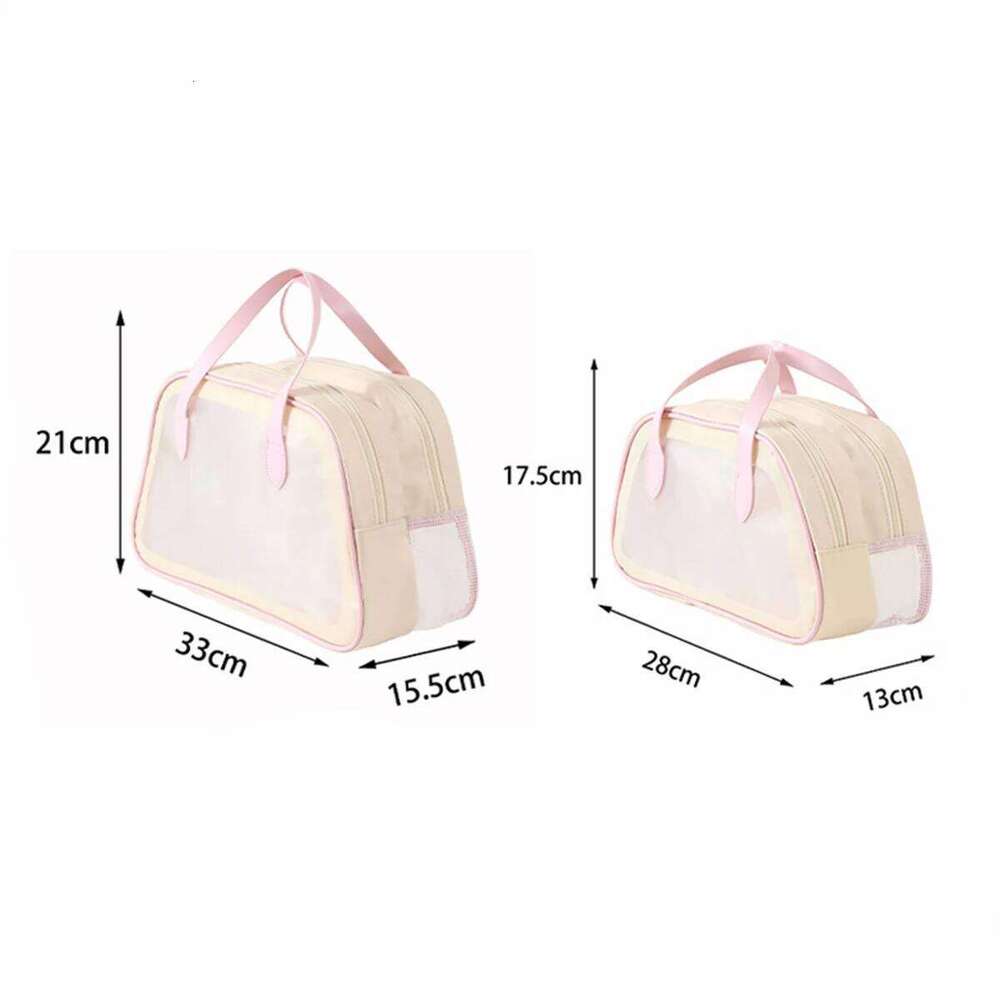 PVC Transparent Frosted Large Capacity Dry Wet Separation Wash Bag In Hand Travel Cosmetics Storage Bags Y260206