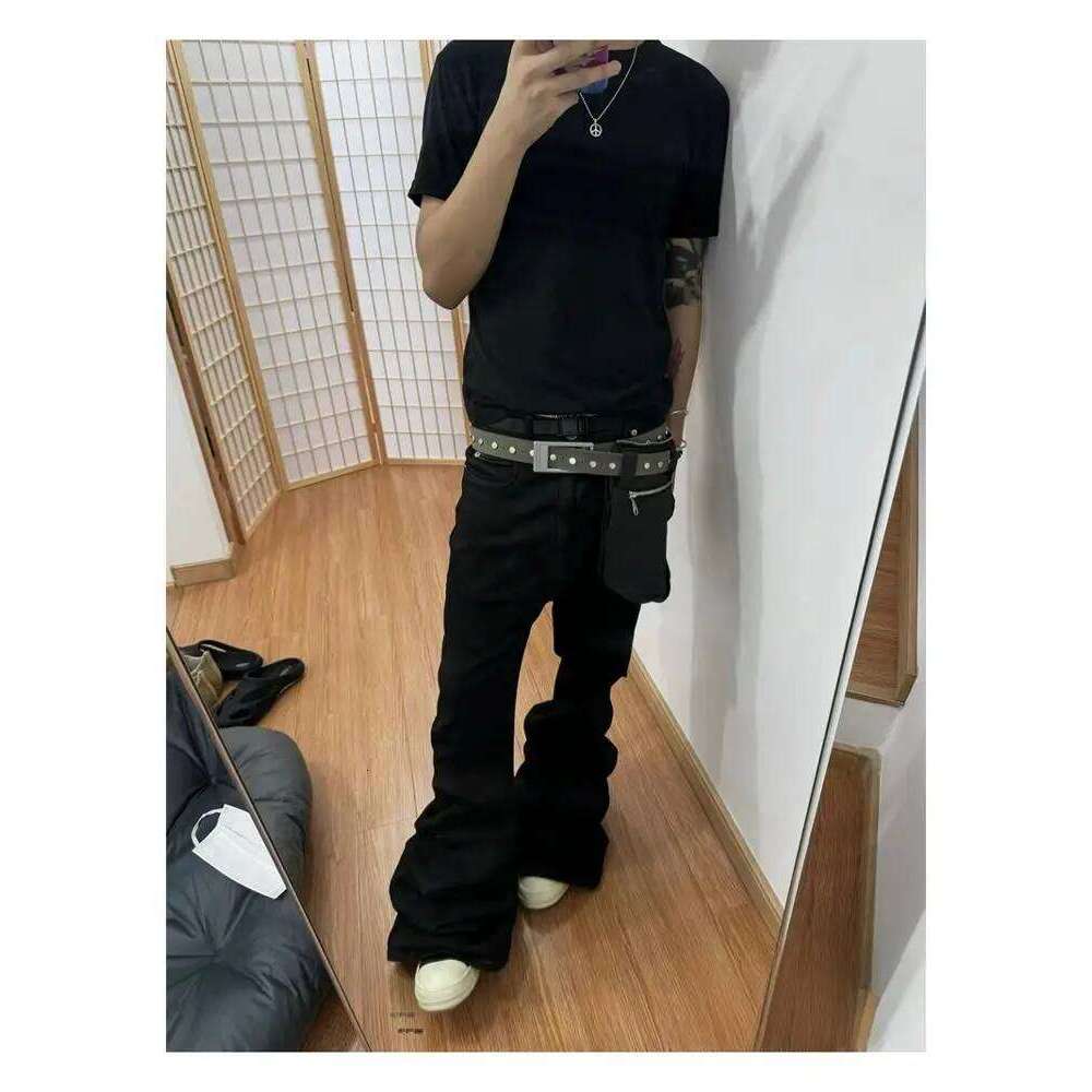 High Street RO Style Denim Men's 24SS Basic Elastic Black Ribbon Loose Flared Streetwear Casual Jeans Pants Men Clothing X260207 - view 6