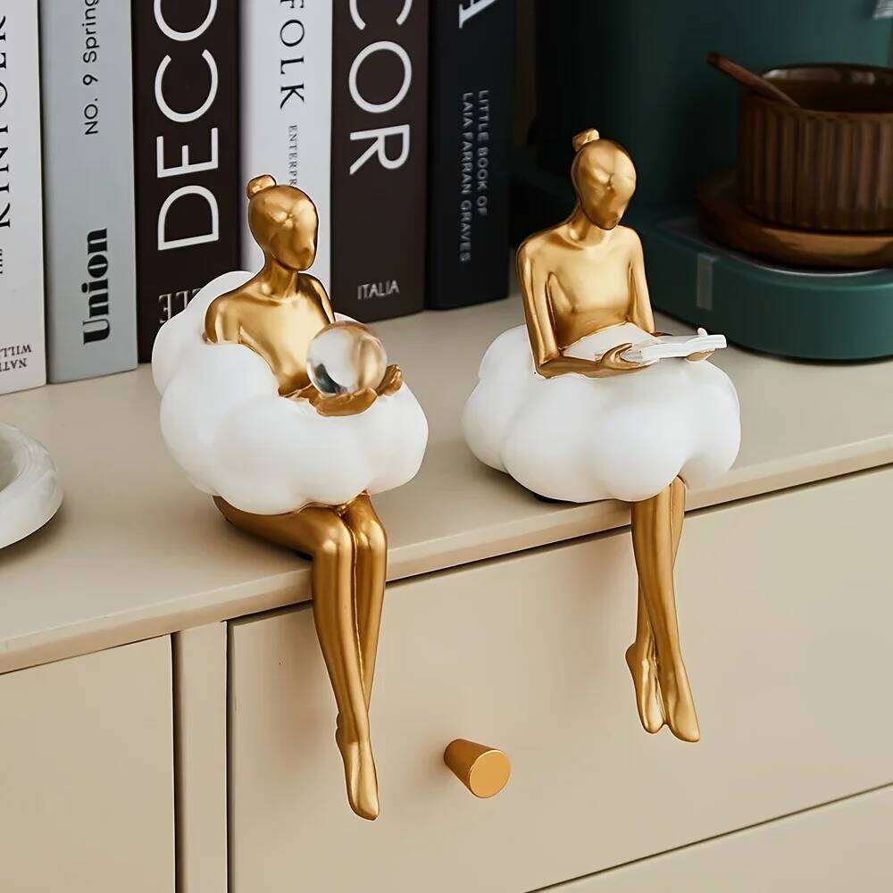 Cloud Girl Sculpture Abstract Art Figure Statue Modern Table Decoration Home Luxury Room Decor Aesthetic Design Figurine Crafts S260204 910