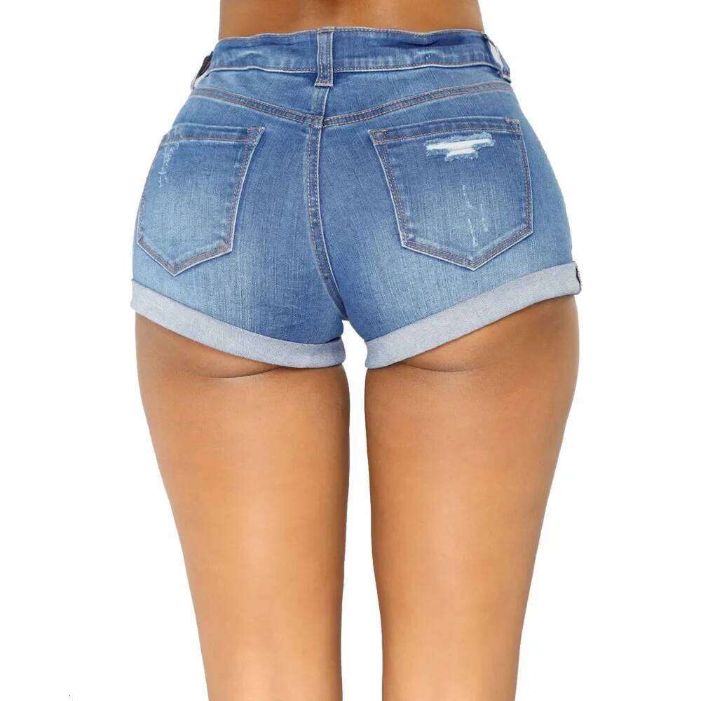 Washed Ripped Mid-waist Denim Shorts.Comfortable Short Jeans with A New Style of Personalized Street Fashion for Women in Summer XJ260206