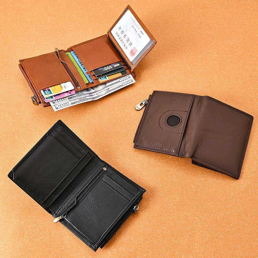 Men's Coin Purse RFID Blocking Man Genuine Leather Zipper Business Card Holder Money Bag Wallet Male Y260206