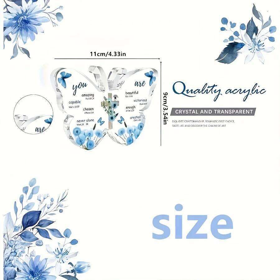 1pc, Acrylic Butterfly Prayer Decorations with Bible Verses - Christian Gifts Women, Religious Keepsake for Mother's Day S260204