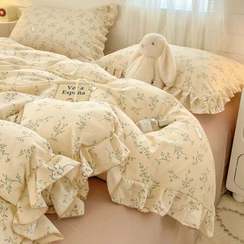 2025 INS Princess Style Bedding Sets Ruffle Lace Bow Quilt Romantic Bedclothes Decor Woman Girls Bedroom Duvet Cover 4pcs XJ260206