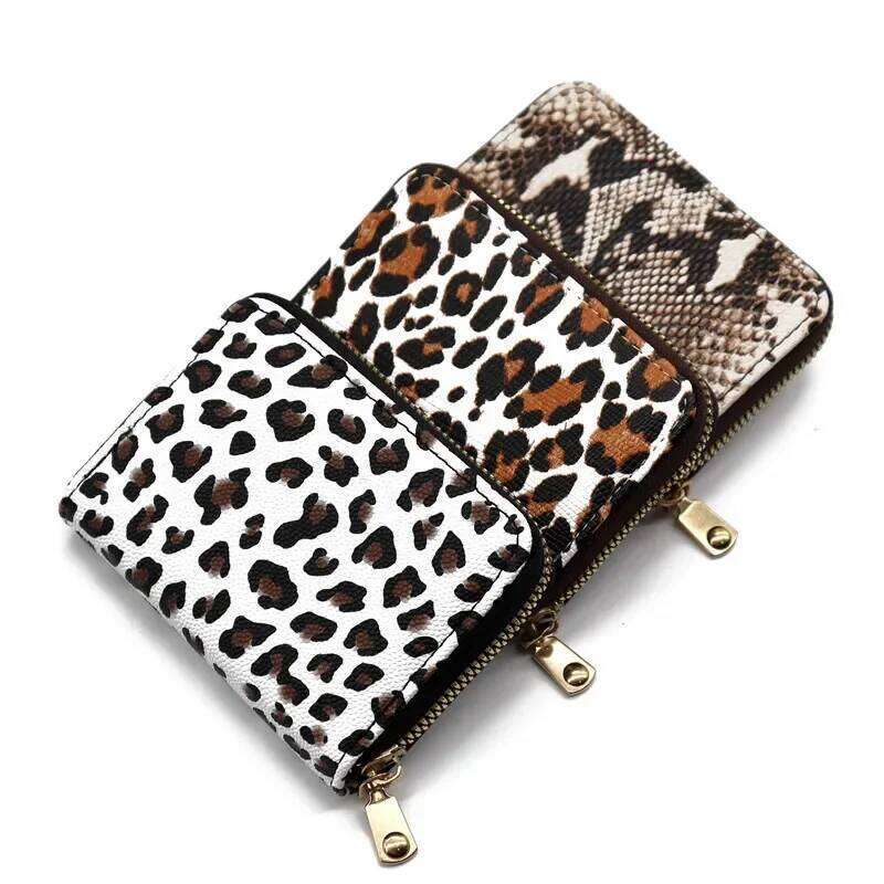 Pu Leather Mini ID Holder Bank Credit Box Leopard Print Multi Slot Card Case Wallet for Women Y260206