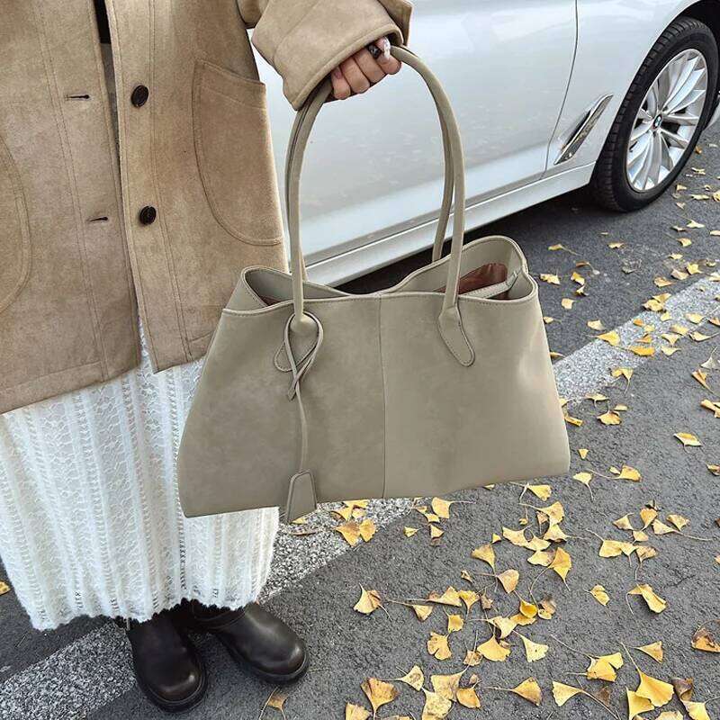 Faux Suede Solid Color High Quality Fashionable Versatile Handbag Women's Large Capacity Winter Daily Shoulder Bag Y260204