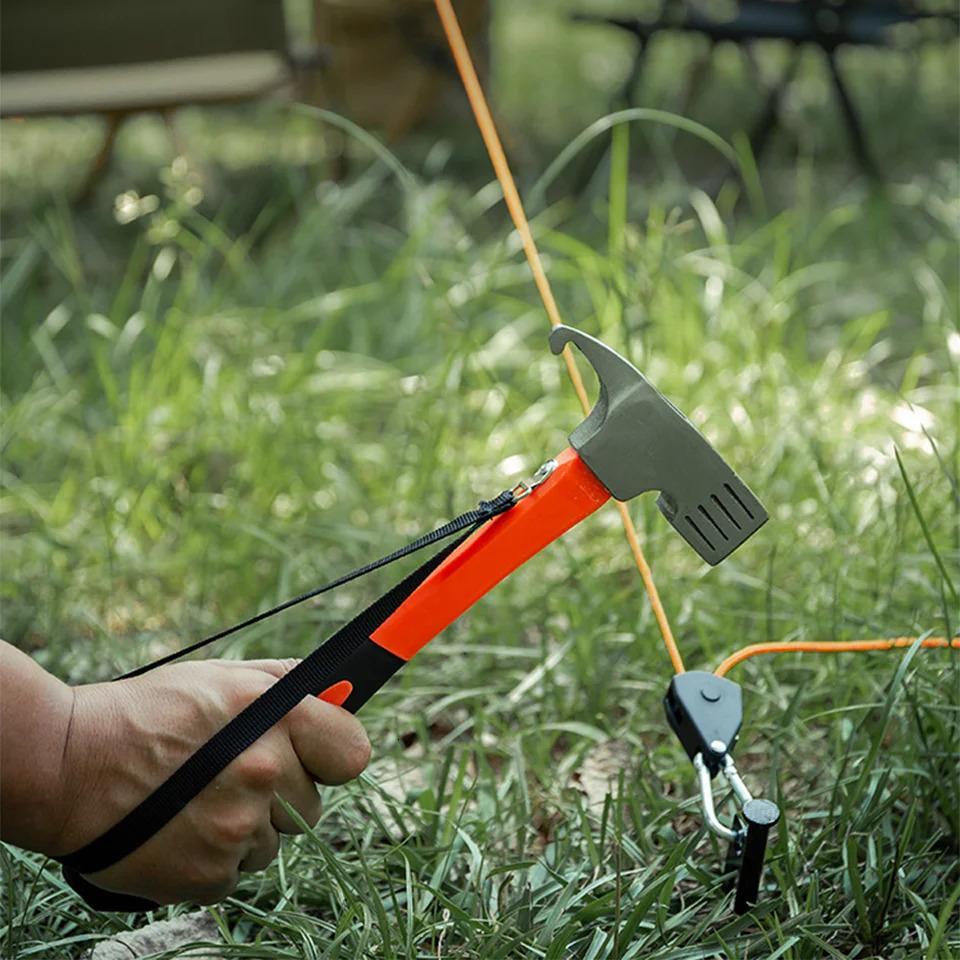 Portable Carbon Steel Camping Tent Hammer Multifunction Tool - Peg Stake Puller Mallet Awning Canopy Remover Extrator 260122