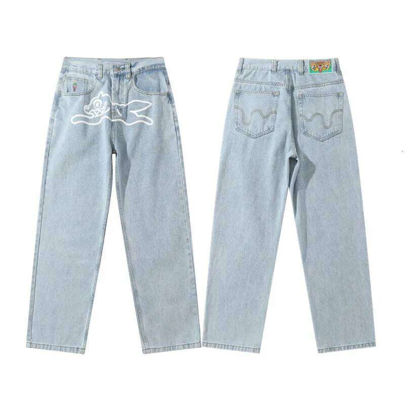 2024 Ropa Y2K Fashion Flying Dog Print Cowboy Baggy Jeans Pants For Men Clothes Streetwear Gothic Denim Trousers Pantalon Homme X260207