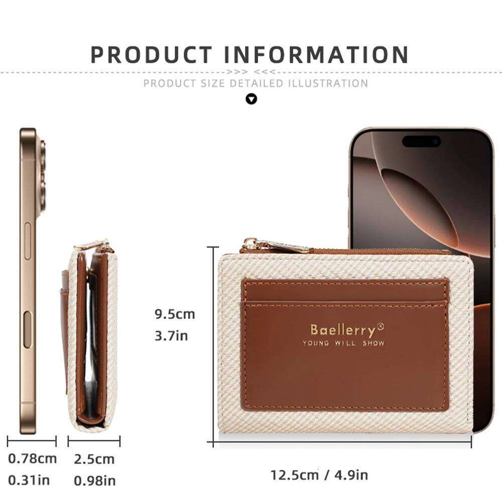 1Pcs/Baellerry Fashionable Zipper Wallet with Multiple Card Slots, Lightweight Portable, Can Hold Banknotes Coins, Suitable for Both Men and Women Y26