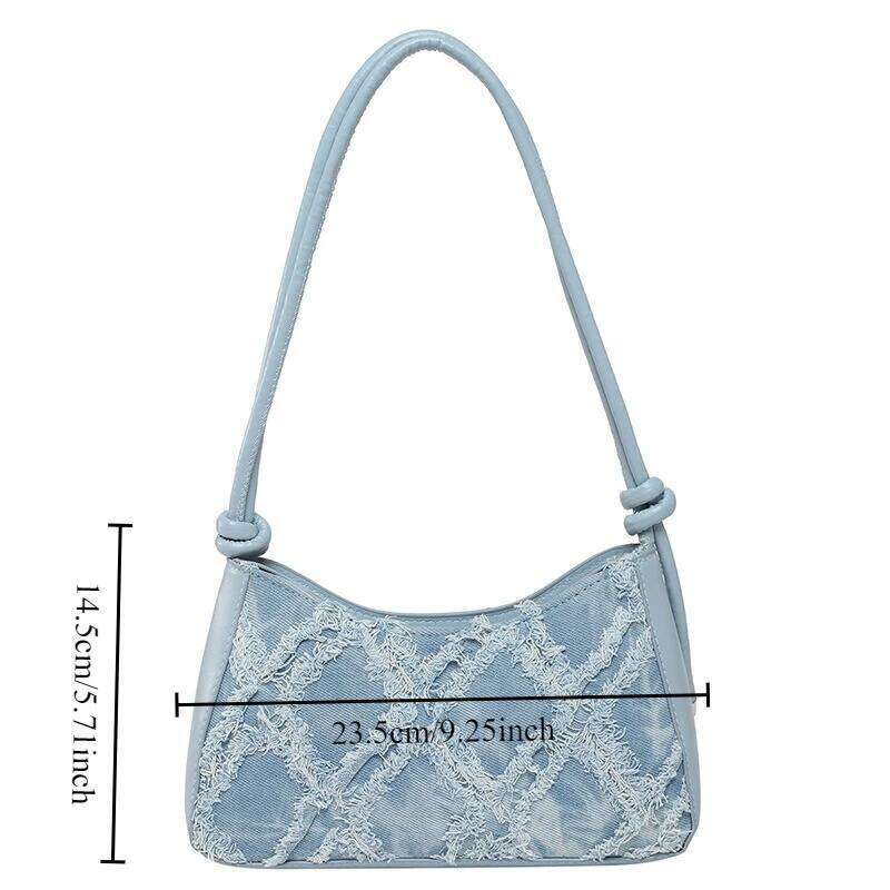 Personality Contrast Underarm New Fashion Ladies Denim Rhombus Mao Shoulder Bag Crossbody Bags for Women Y260205