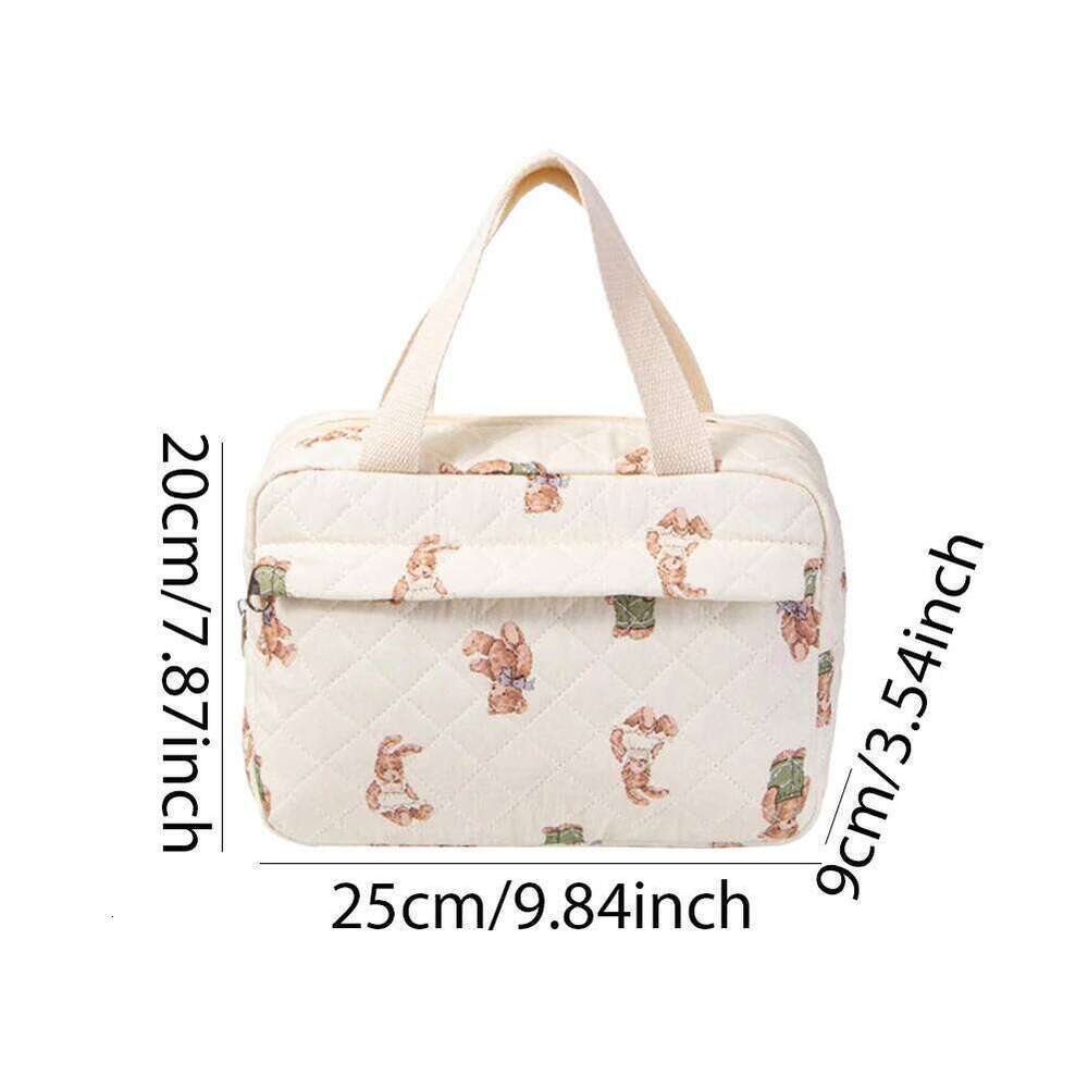 Cotton Quilted Cosmetic Floral Makeup Travel Zipper Bag Large Capacity Toiletry Handbag for Women Organizer Y260206