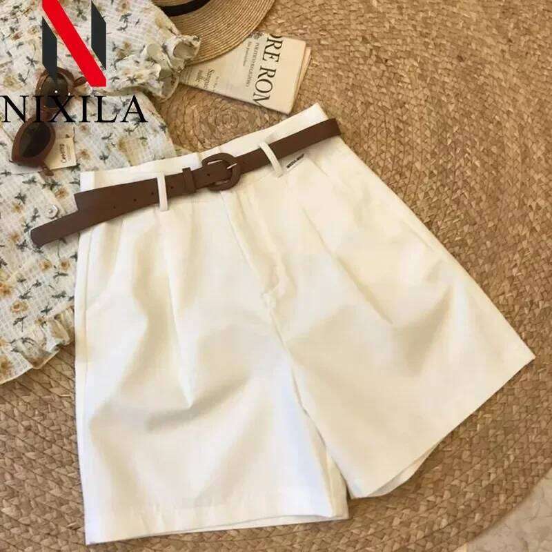 Summer New Wide Leg for Women 2024 Thin Cotton A Line Short Pants Office Lady Classic Loose Casual Zipper Womens Shorts XJ260206