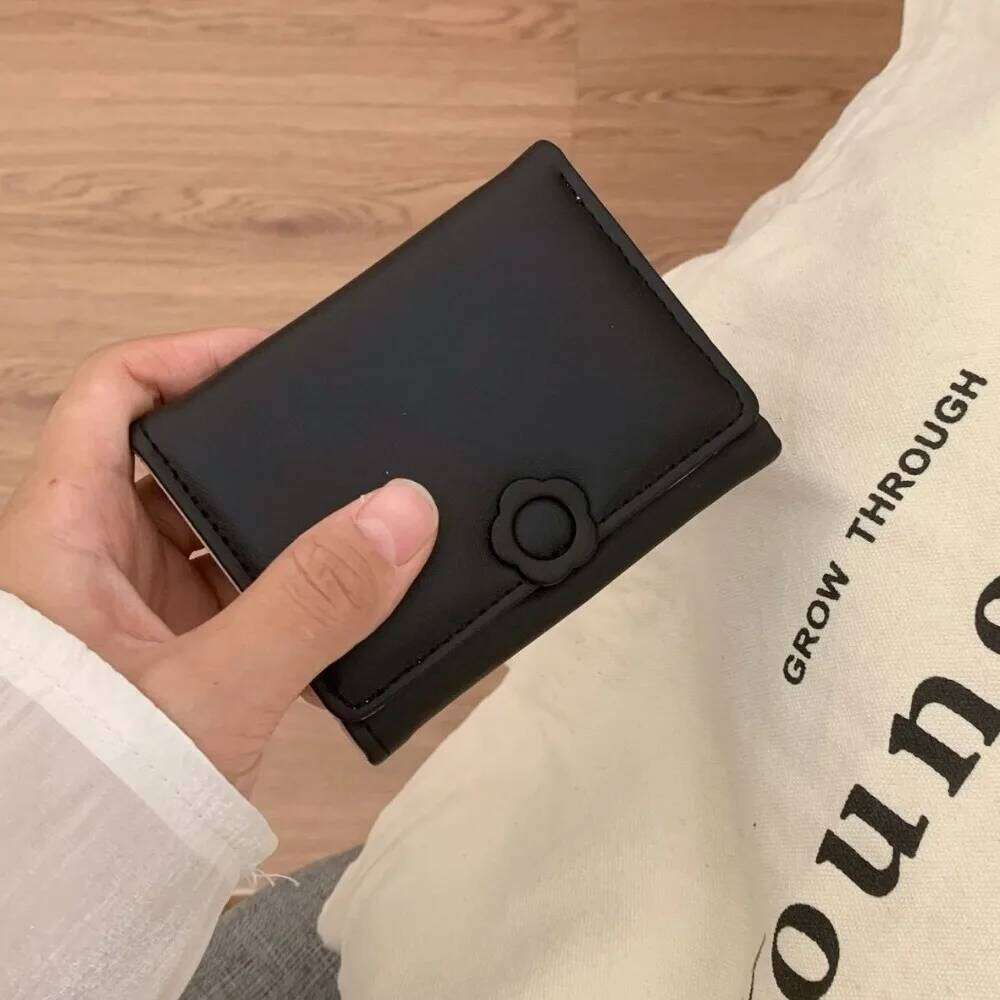 Simple Pu Leather Flower Short Multi-card Coin Tri-Fold Wallet Bank Card Bag Change Folding Purse Outdoor Y260206
