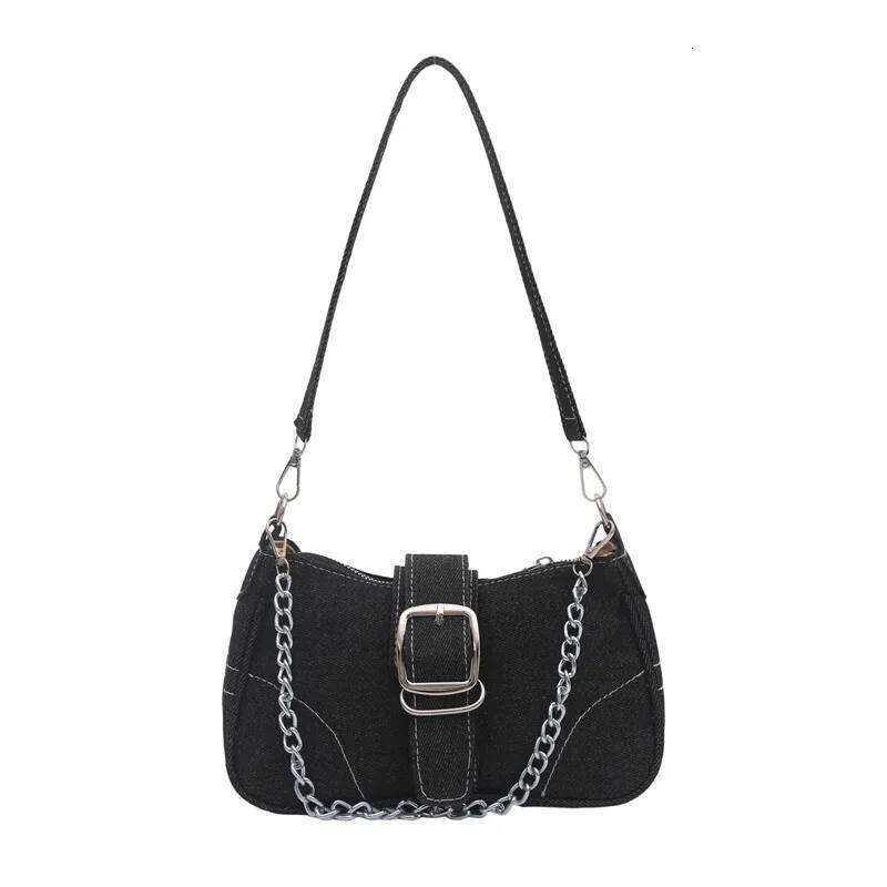 Casual Thread Design Women's Denim Shoulder Bags Simple Y2k Cool Girls Chain Underarm Bag Portable Female Square Phone Handbags Z260207 - view 7
