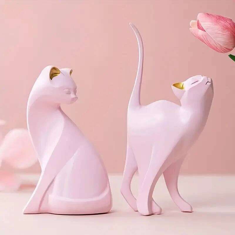 Resin Couples Cat Statues for Decorations Animal Figurine European Creative Wedding Gift Decorative Home Decor Sculpture S260204 3fc