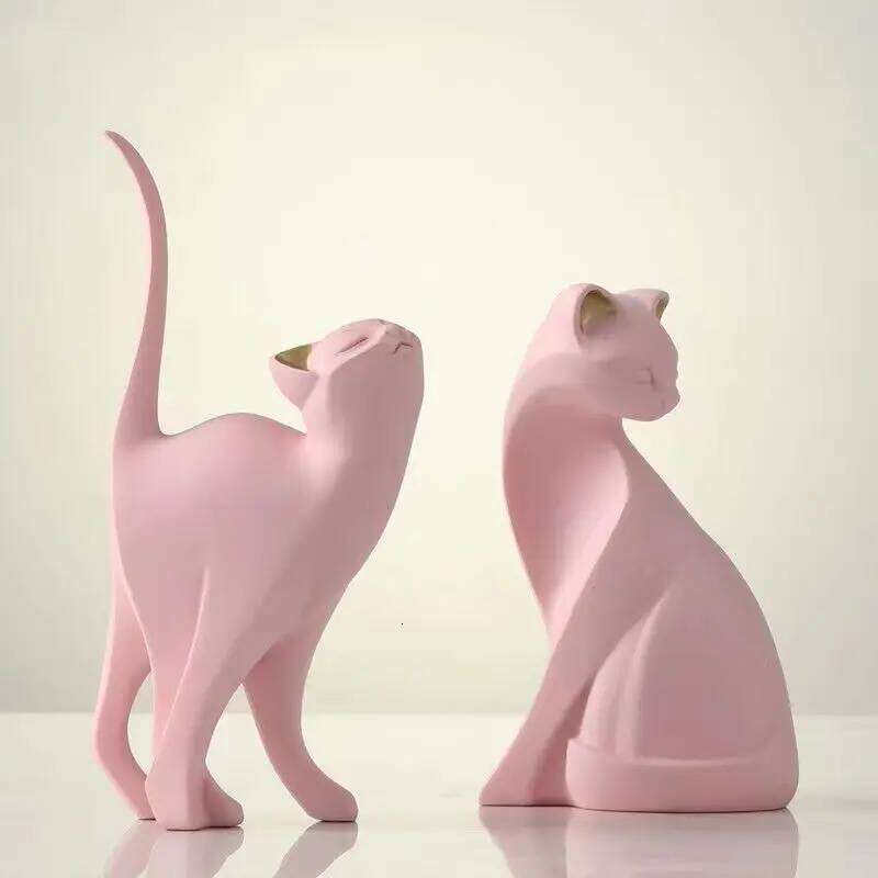 Resin Couples Cat Statues for Decorations Animal Figurine European Creative Wedding Gift Decorative Home Decor Sculpture S260204 3fc