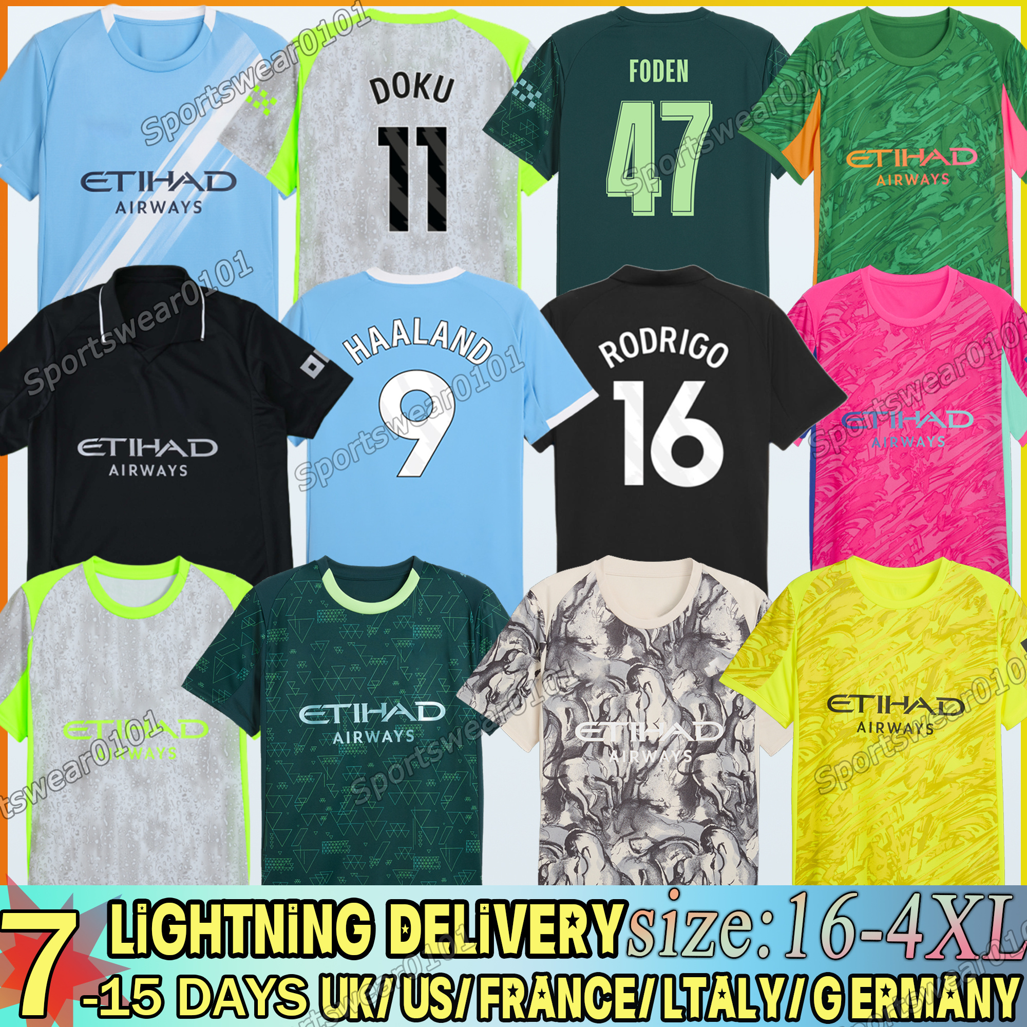 25 26 man city Soccer jersey HAALAND JERSEY RODRIGO Cherki Bernardo MARMOUSH football shirt Doku Reijnders Rodrigo Kevin Rayan man city jersey men XXXL 4XL kids kit