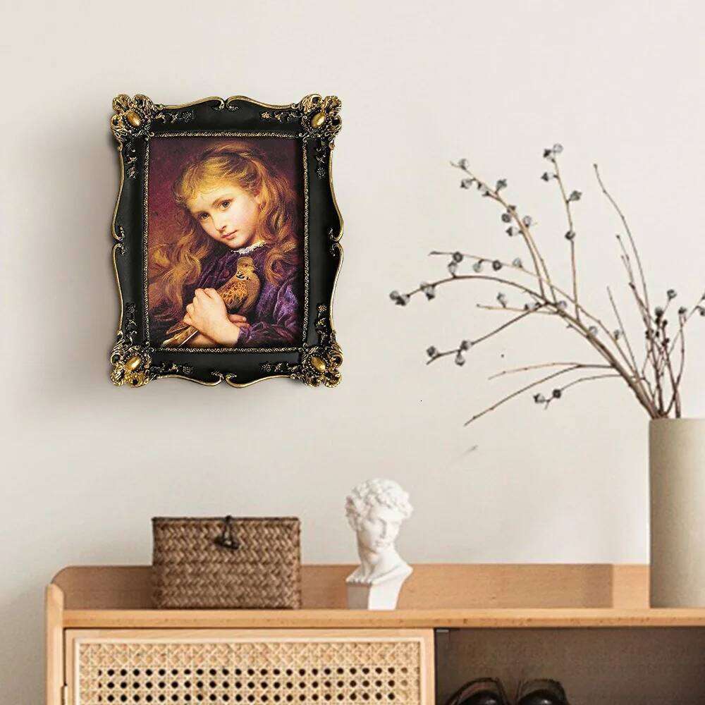 Luxury Antique Vintage Picture Black with Gold Trim - Horizontal Or Vertical Tabletop Wall Hanging Photo Display Frame S260205
