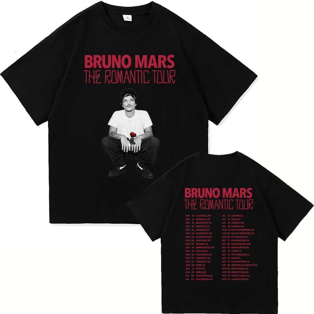 Album T Shirt Bruno Mars The Romantic Tour 2026 Men/women Clothing Vintage Harajuku High Quality Cotton Tshirts X260207