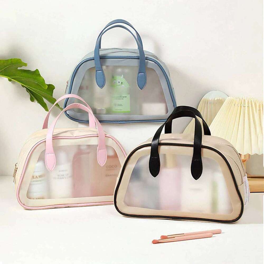 PVC Transparent Frosted Large Capacity Dry Wet Separation Wash Bag In Hand Travel Cosmetics Storage Bags Y260206