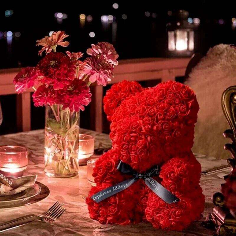 1pc Rose Artificial Foam Flowers Bear Romantic Creative Gifts For Valentines Day Anniversary Wedding Birthday with Box S260204