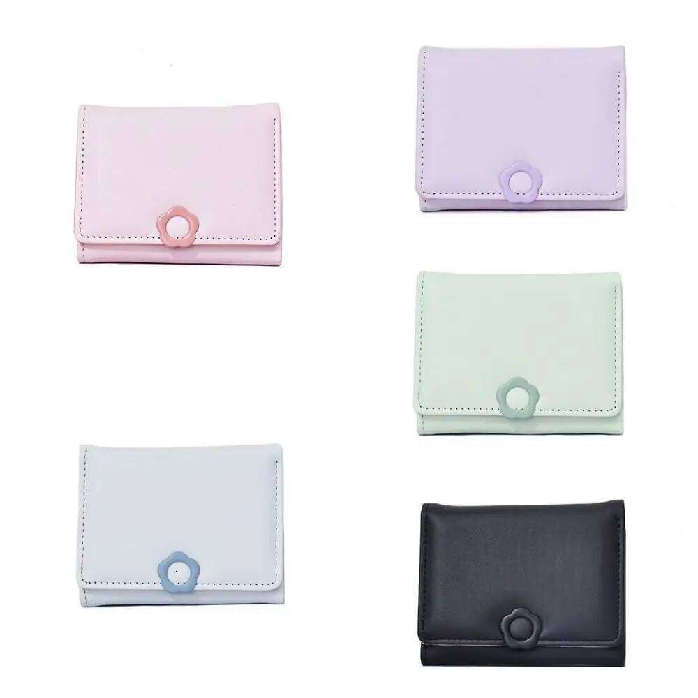 Simple Pu Leather Flower Short Multi-card Coin Tri-Fold Wallet Bank Card Bag Change Folding Purse Outdoor Y260206