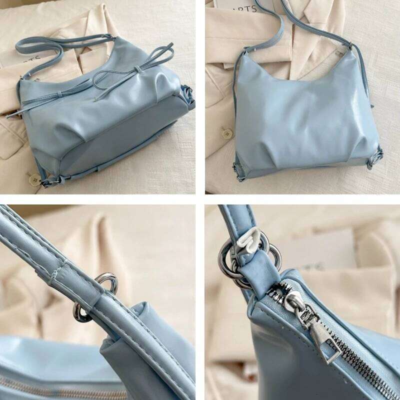 Fashion Bow Design Women's PU Leather Shoulder Bags Simple Solid Color Ladies Crossbody Bag Class Commute Girls Tote Handbags Z260207 - view 6