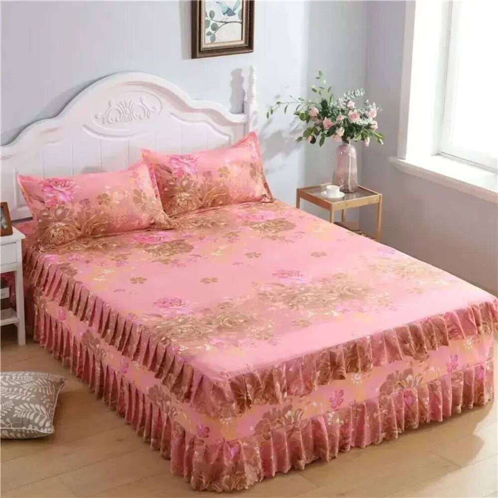 Skirt Cotton Bedspread Set Embroidery Bed Dress Pillow Cases 3 Pieces/Set For King/Queen Double 1.5/1.8/2M Sheet Cover 3PCS XJ260206