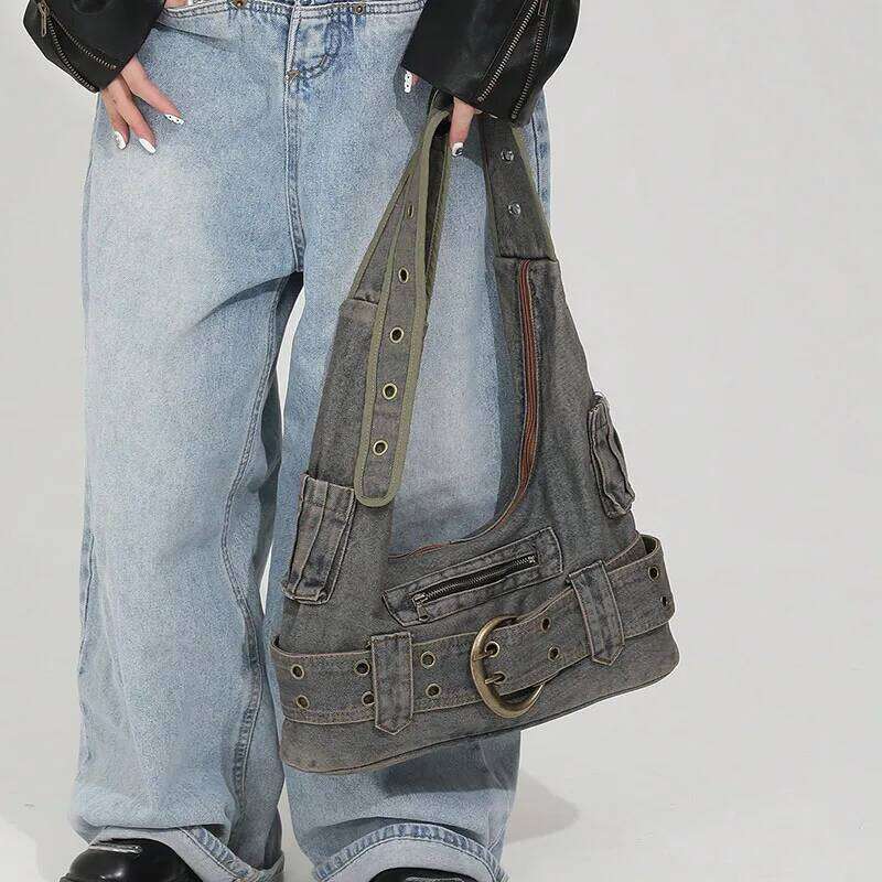 Personalized denim women's shoulder bag, exquisite minimalist style, fashionable and avant-garde Z260207 - view 7