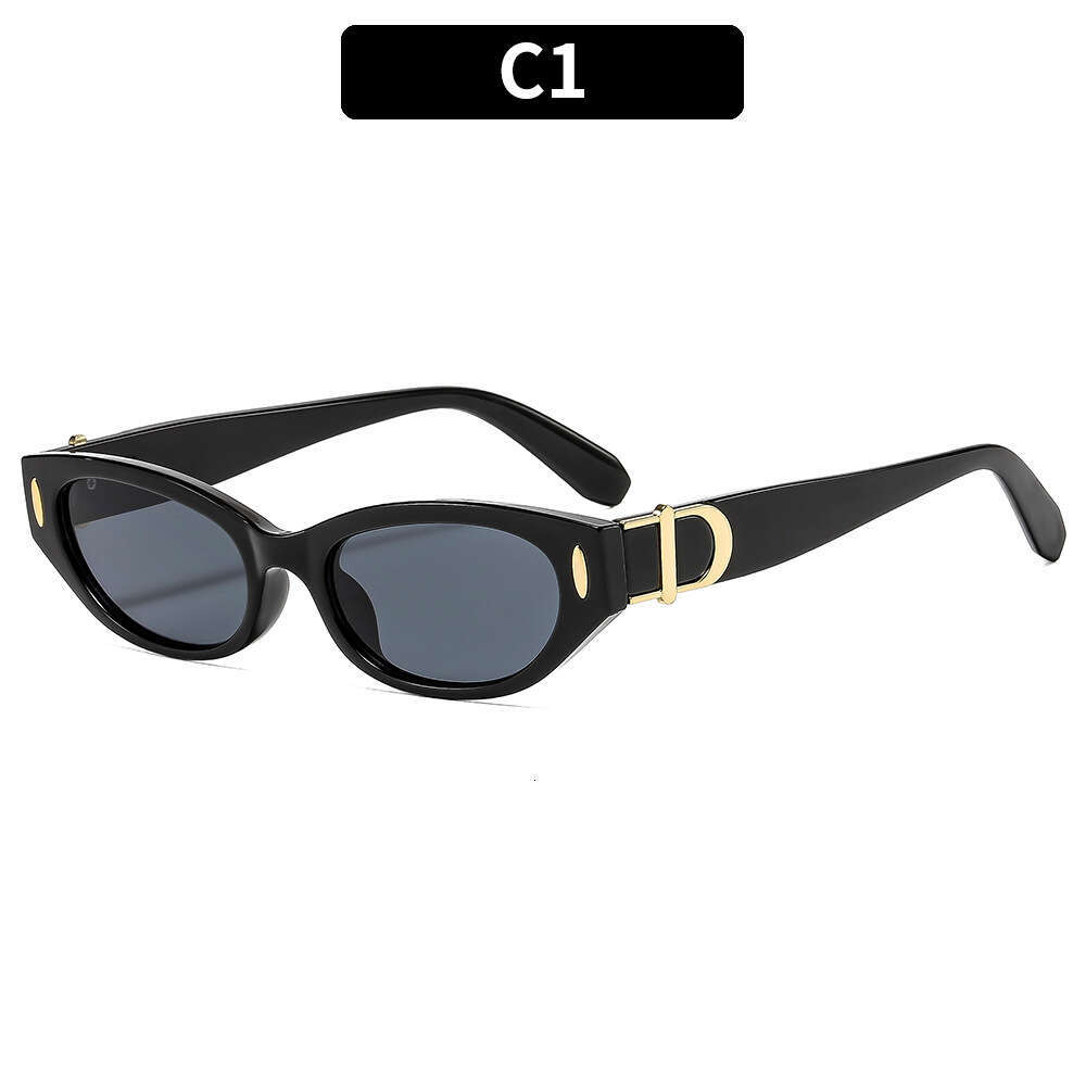 Women Fashion Cat-Eye Sunglasses Vintage Inspired with Gold Metal Buckle Detail, UV400 Protection for Retro & Instagram Style