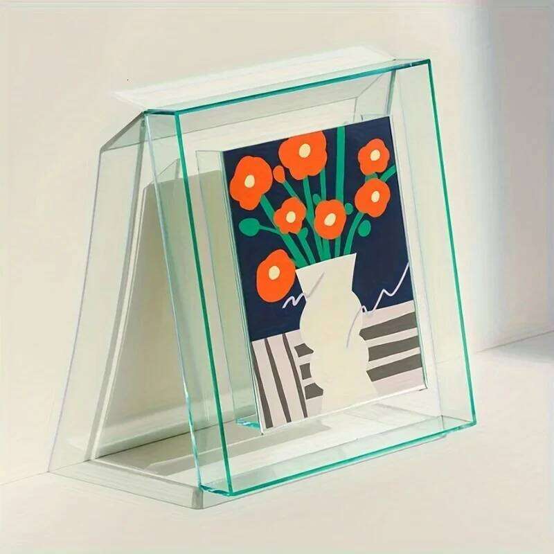 5 Inch Colorful Acrylic Photo Frame Box, DIY Poster Mounting Display Stand, Creative Picture Message Board Holder S260205