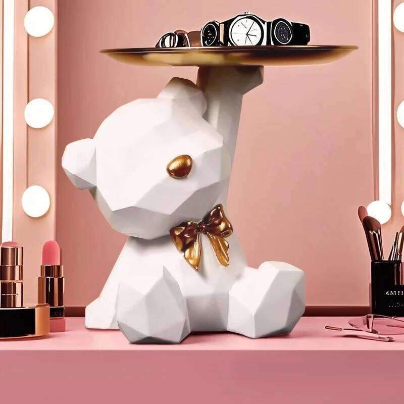 Kawaii Geometric Butterfly Bear Living Room Desktop Candy Miscellaneous Storage Tray Home Decoration S260204