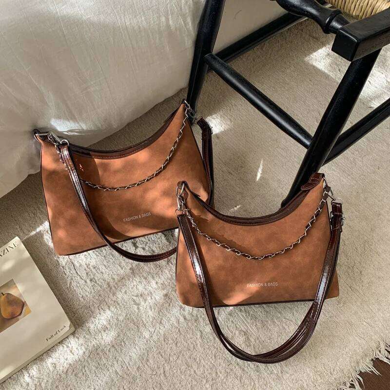 Casual Simple Hobos Shoulder Bags for Women Autumn Textured Versatile Ladies Crossbody Bag Retro Portable Female Handbags Purse Y260205