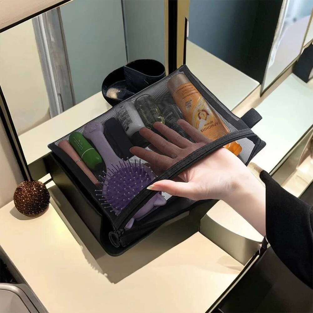 Women Mesh Cosmetic Travel Storage Makeup Bag Organizer Female Make Up Pouch Portable Small Large Toiletry Beauty Case Y260206