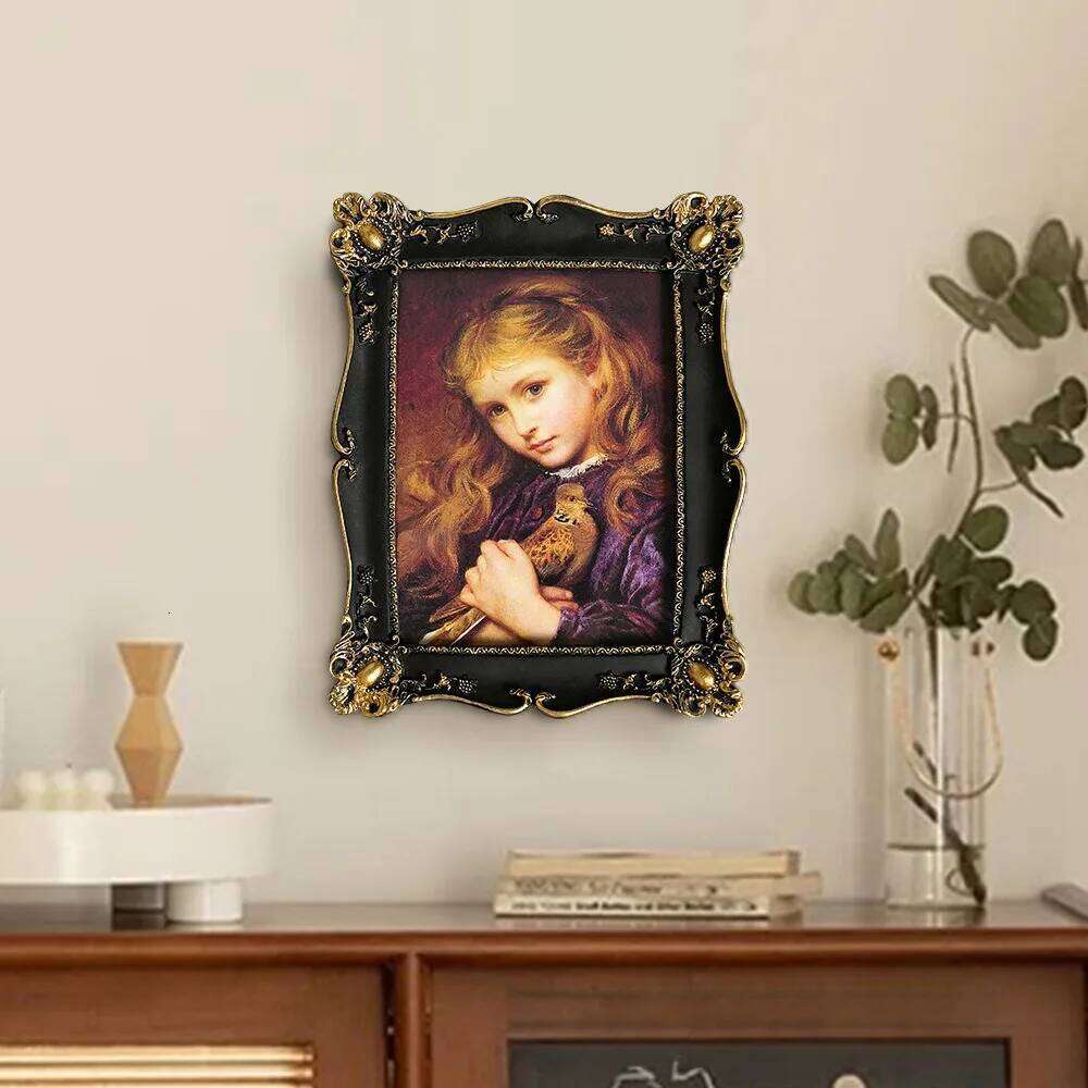 Luxury Antique Vintage Picture Black with Gold Trim - Horizontal Or Vertical Tabletop Wall Hanging Photo Display Frame S260205