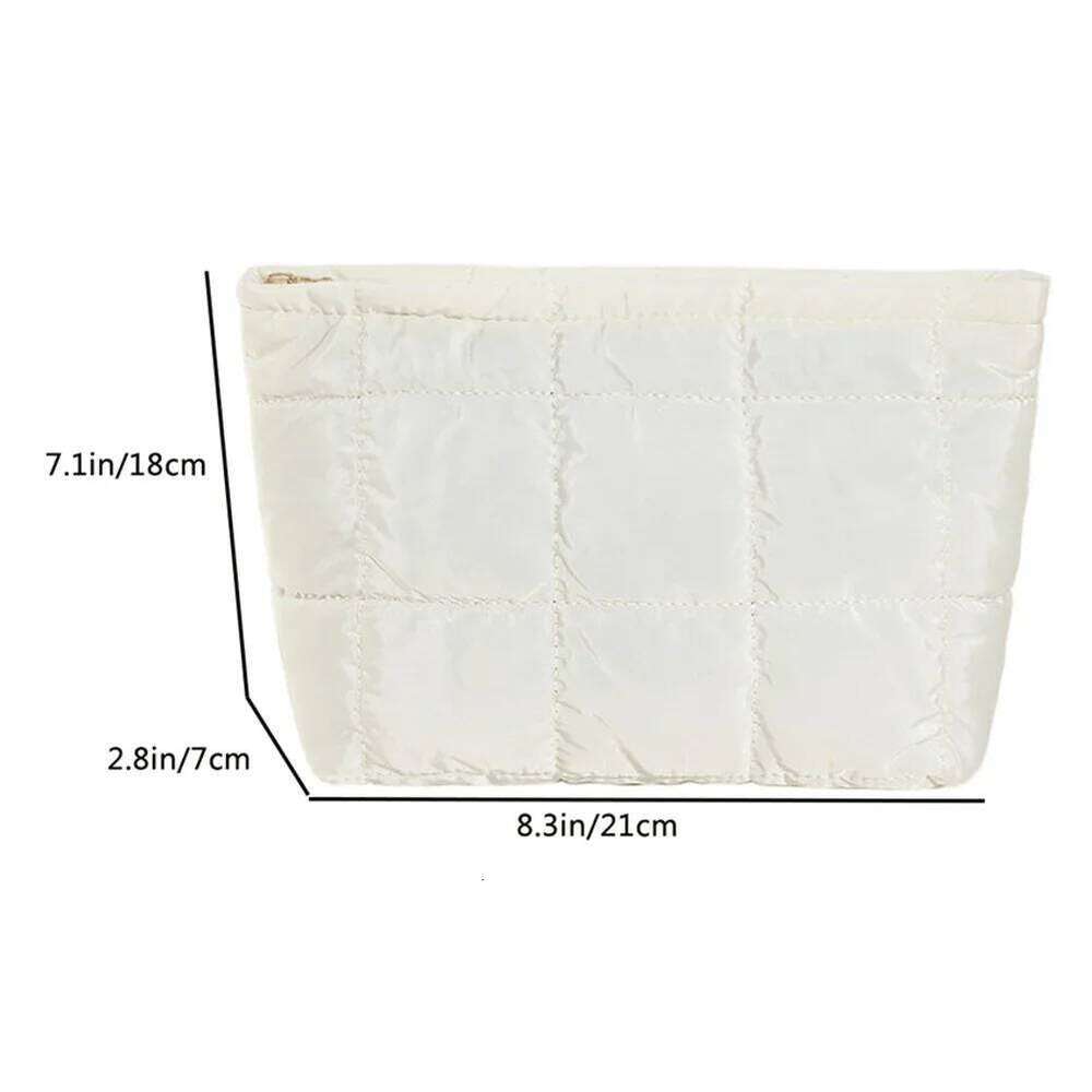 Women Padded Quilted Storage Bag Large Capacity Makeup Organizer Solid Color Travel Cosmetic Bags Y260206