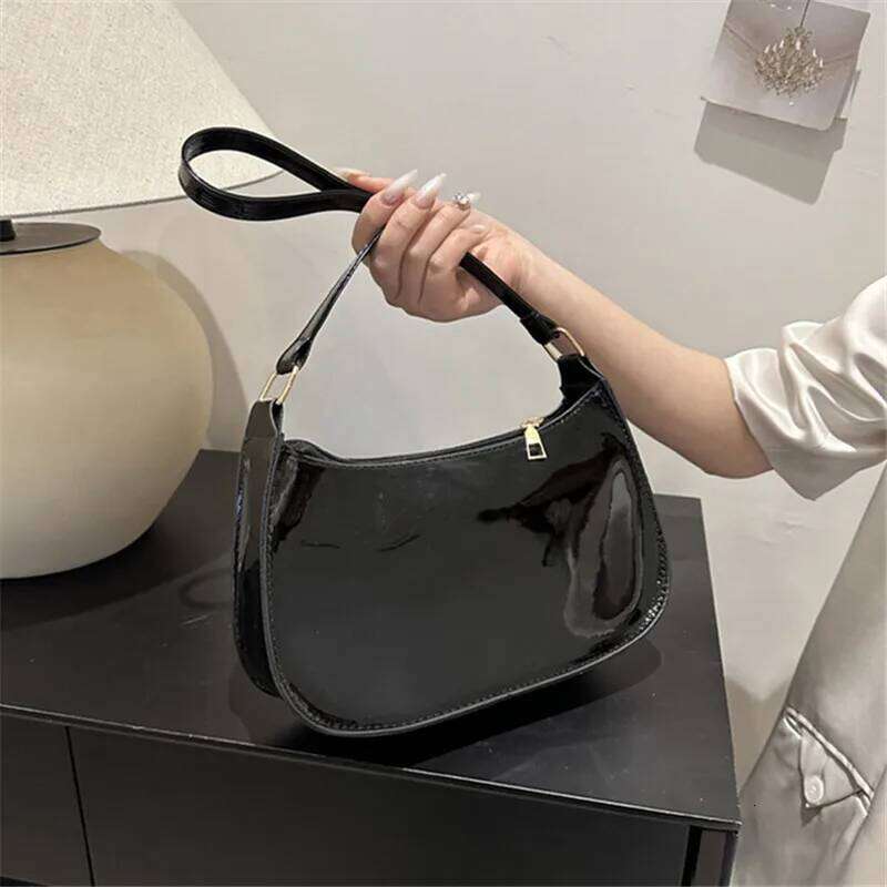 Chic Shiny Pu Leather Underarm Women's Minimalist Tote Bag, Texture Stylish Commuting Handbag, Daily Outfit Shoulder Bag Y260205