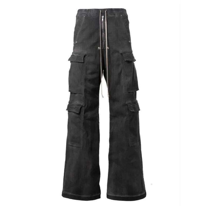 Men's Cargo Pants Wide-leg Washed Grey Jeans RO Style Y2k Fashion Slacks Loose Athleisure X260207