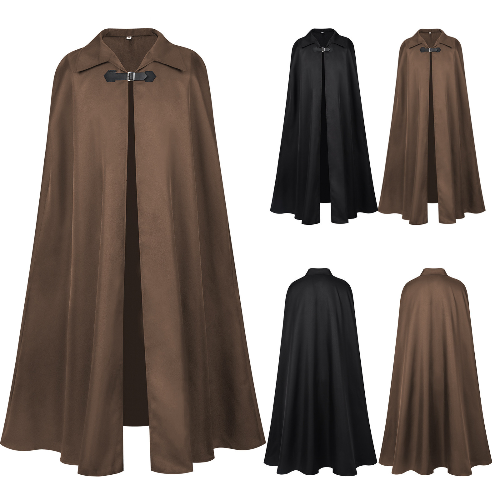 INCERUN Mens Cloak Coat Solid Color Single Button Collar Cape Town Street Wear Winter Artificial Blended Coat Mens Jacket 241007