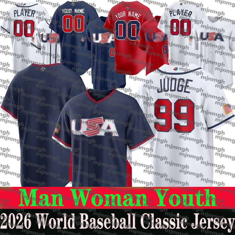 #99 Aaron Judge Jersey #30 PaulSkenes Team USA Baseball Jersey 2026 usa World Baseball Classic Jerseys