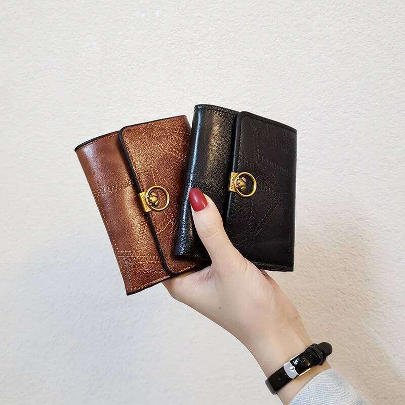 Korean Style Fashionable and Simple Short with Three Fold Small Wallet Women's Large Capacity Zero Wallets Y260206