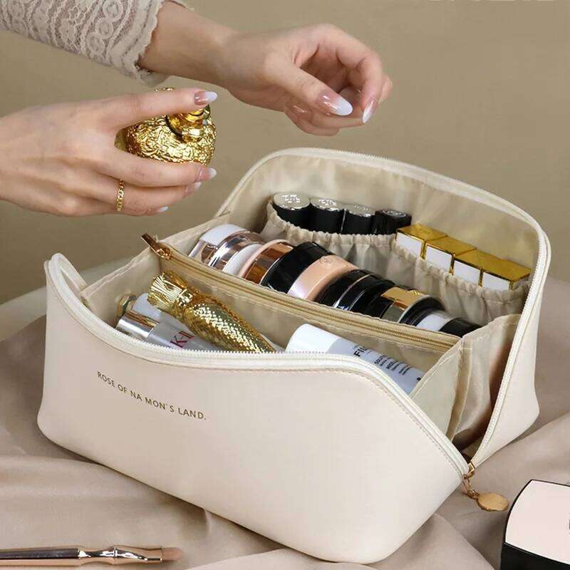 Large Capacity PU Pillow Tote Makeup For Woman Travel Cosmetics Toilet Storage Organizer Pouch Portable Women's Cosmetic Bag Y260206