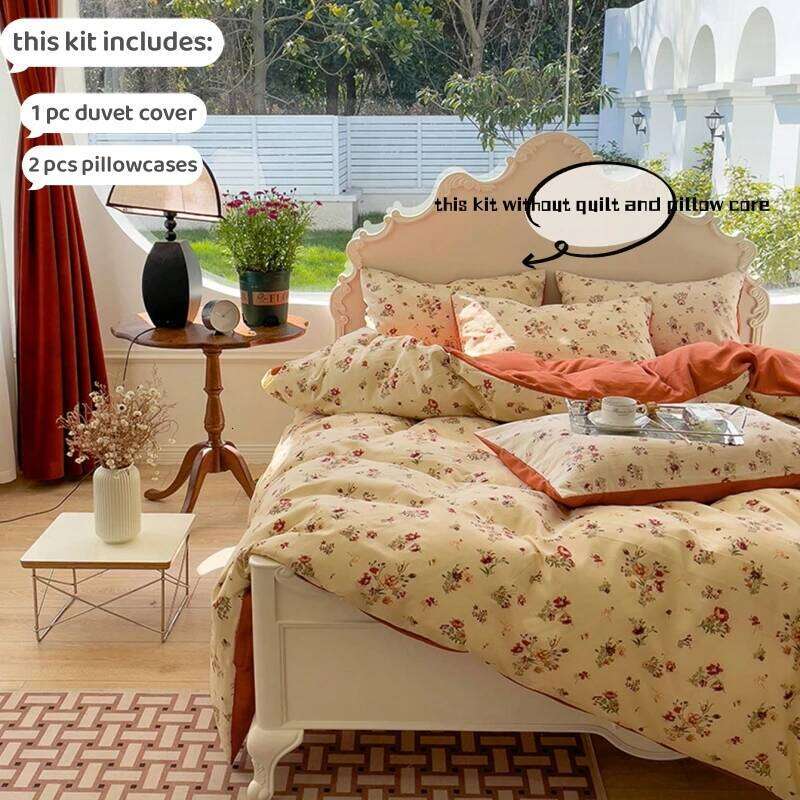 3pcs Duvet Set 1*Duvet Cover + 2*Pillowcase, Without Core, Pastoral style flowers Bedding Set, Soft Comfortable XJ260206