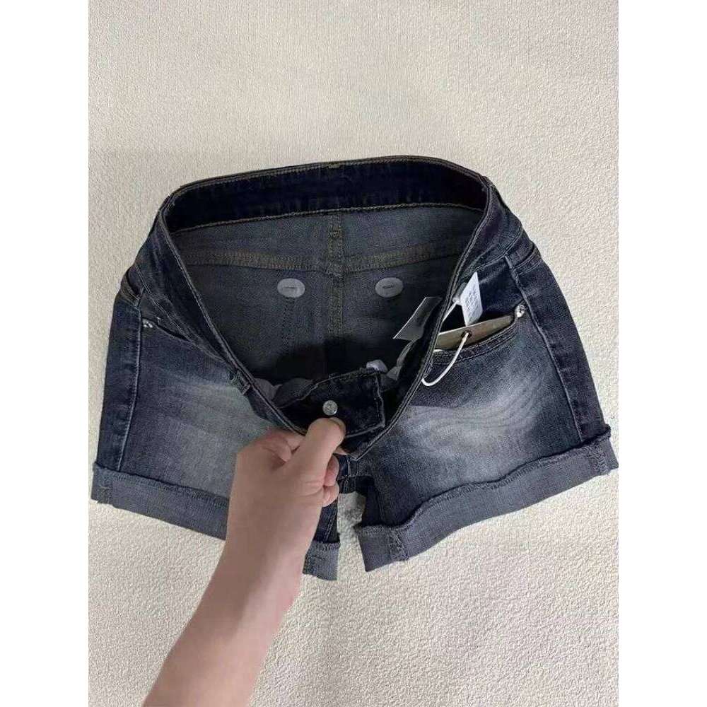 HOUZHOU Retro Denim Women Sexy Low Waist Hip Pop Washed American Vintage Distressed Harajuku Summer Jean Shorts XJ260206