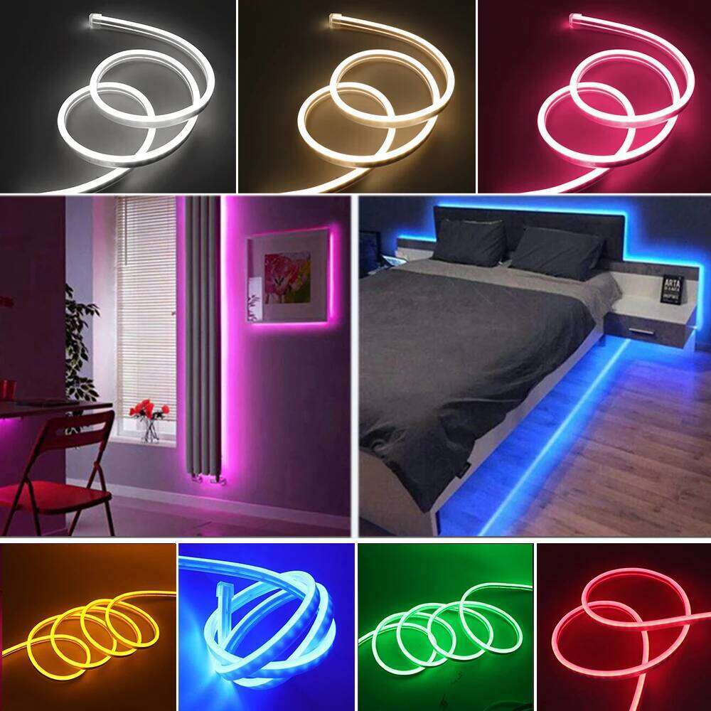 DC 12V Neon Waterproof 2835 120Leds/M Home Garden Decor White/Blue/Pink/Yellow/Red/Green Flexible Ribbion Rope LED Strip Z260206