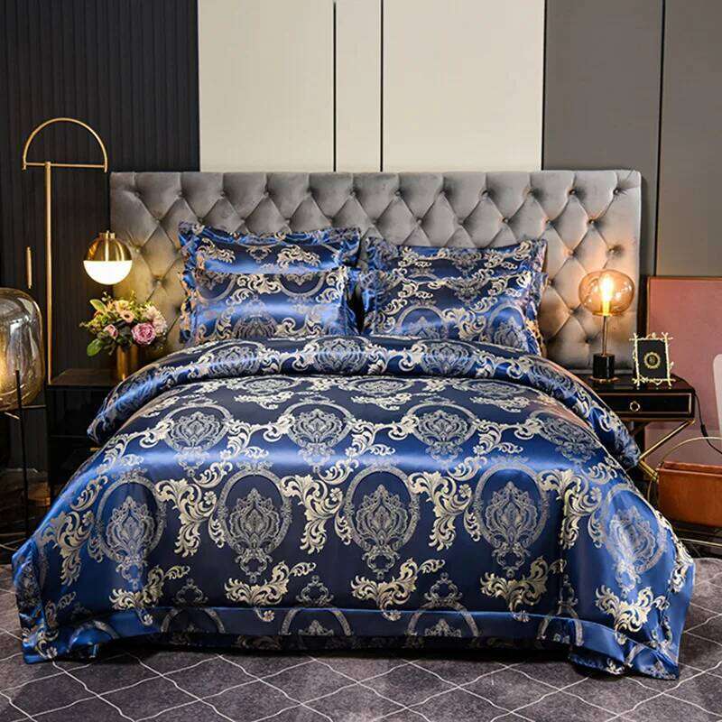 2025 new high-end satin set household bedding one-word embroidery jacquard four-piece series XJ260206