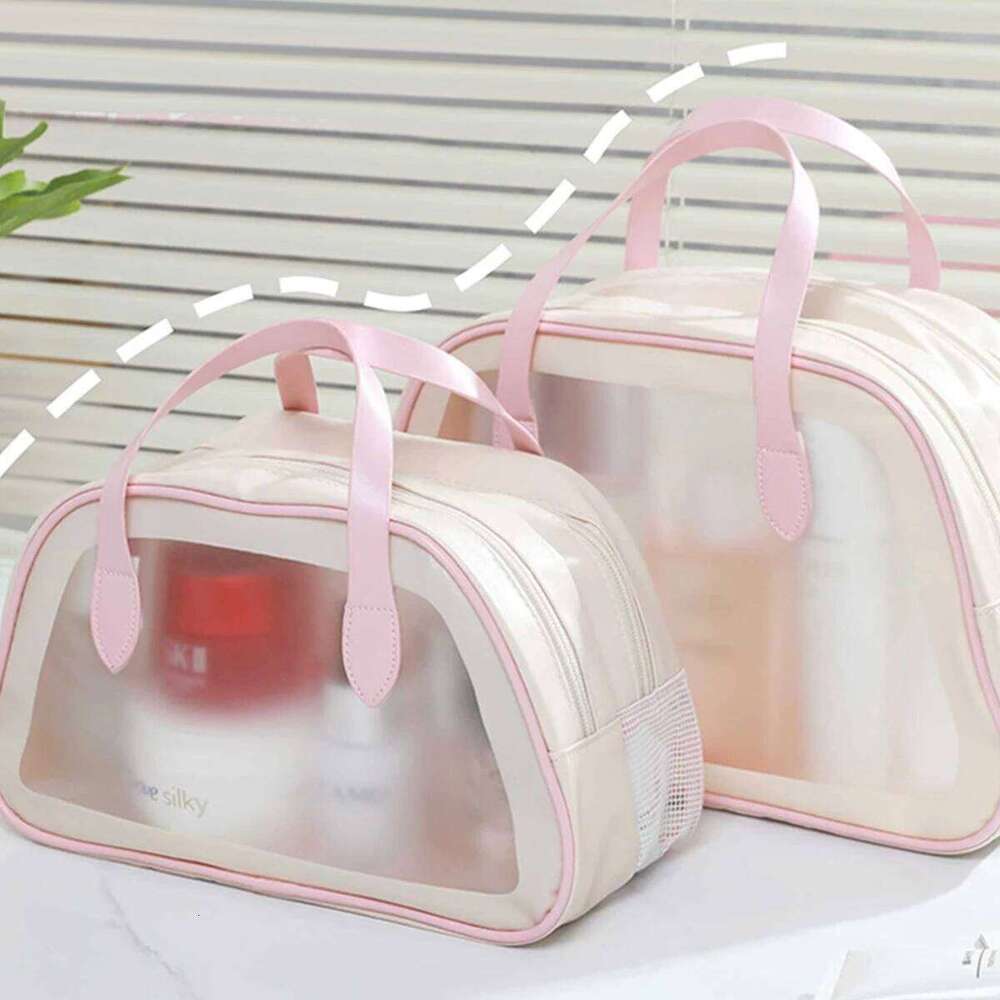 PVC Transparent Frosted Large Capacity Dry Wet Separation Wash Bag In Hand Travel Cosmetics Storage Bags Y260206