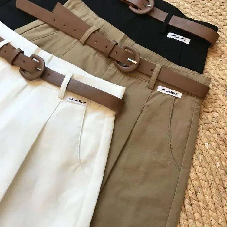 Cargo wide leg female summer new style thin five cent loose all match high waist casual pants XJ260206